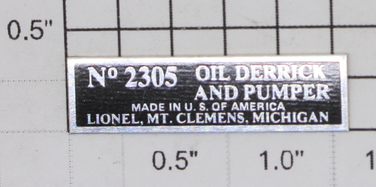 Lionel 2305-10 Oil Derrick Sticker Adhesive Nameplate
