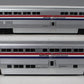 MTH 20-6539 O Amtrak 3 Stripe SuperLiner Slpr/Diner Passenger Car Set (Set of 2) NIB