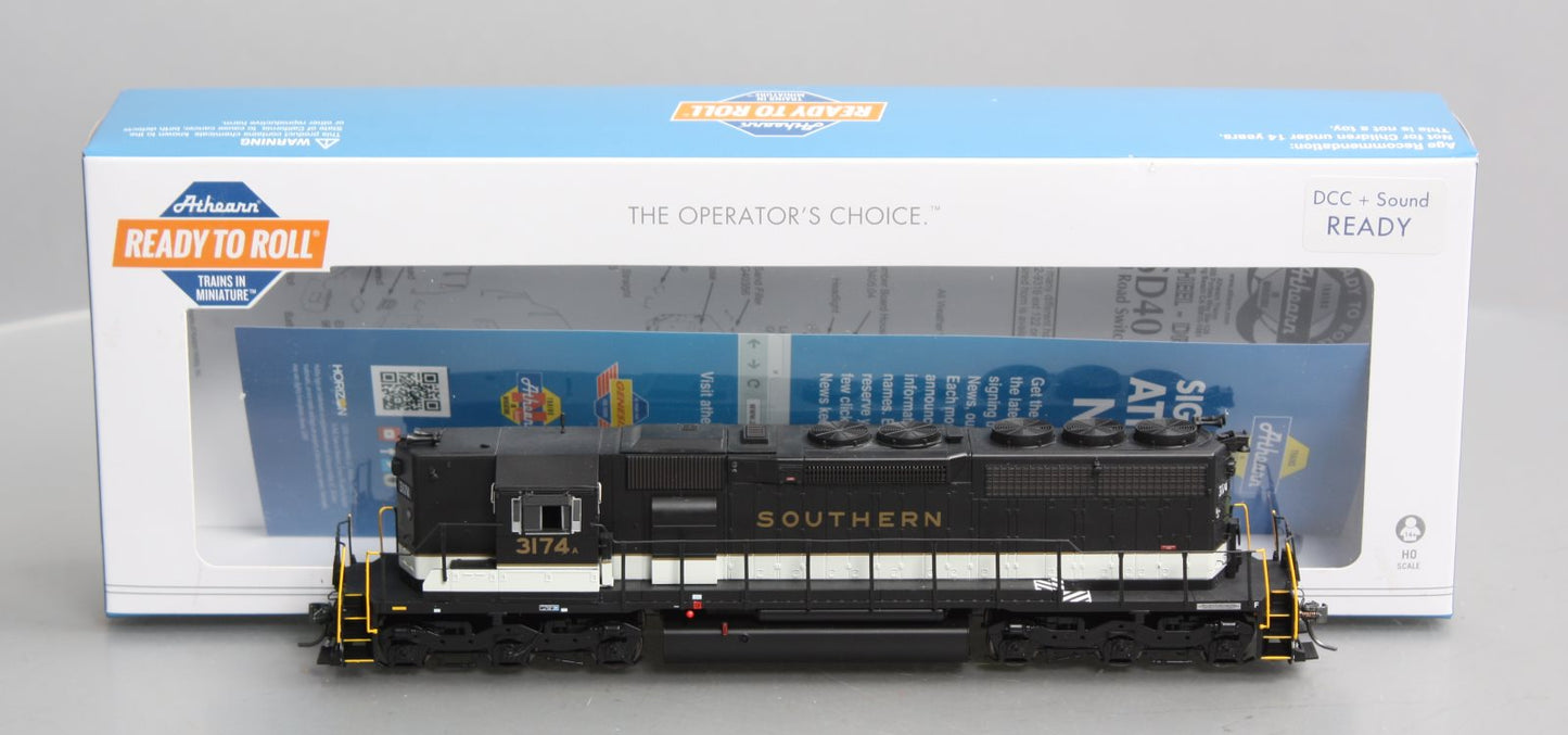 Athearn 88518 HO SOU/Black/Off White RTR SD40 Diesel Loco w/DCC/Snd #3174A