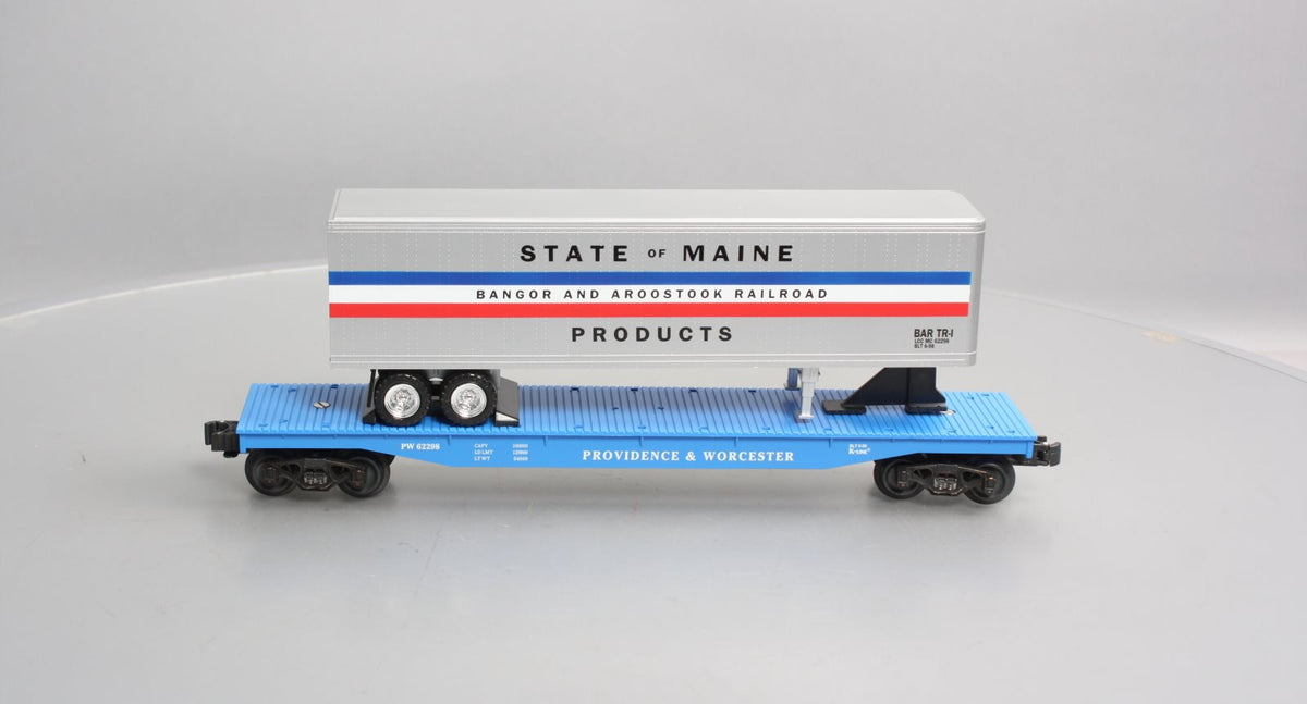K-Line K62298 O Gauge Providence & Worcester Classic Flat Car w/ Bar Trailer LN/Box