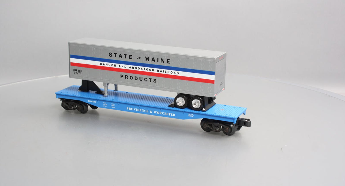 K-Line K62298 O Gauge Providence & Worcester Classic Flat Car w/ Bar Trailer LN/Box