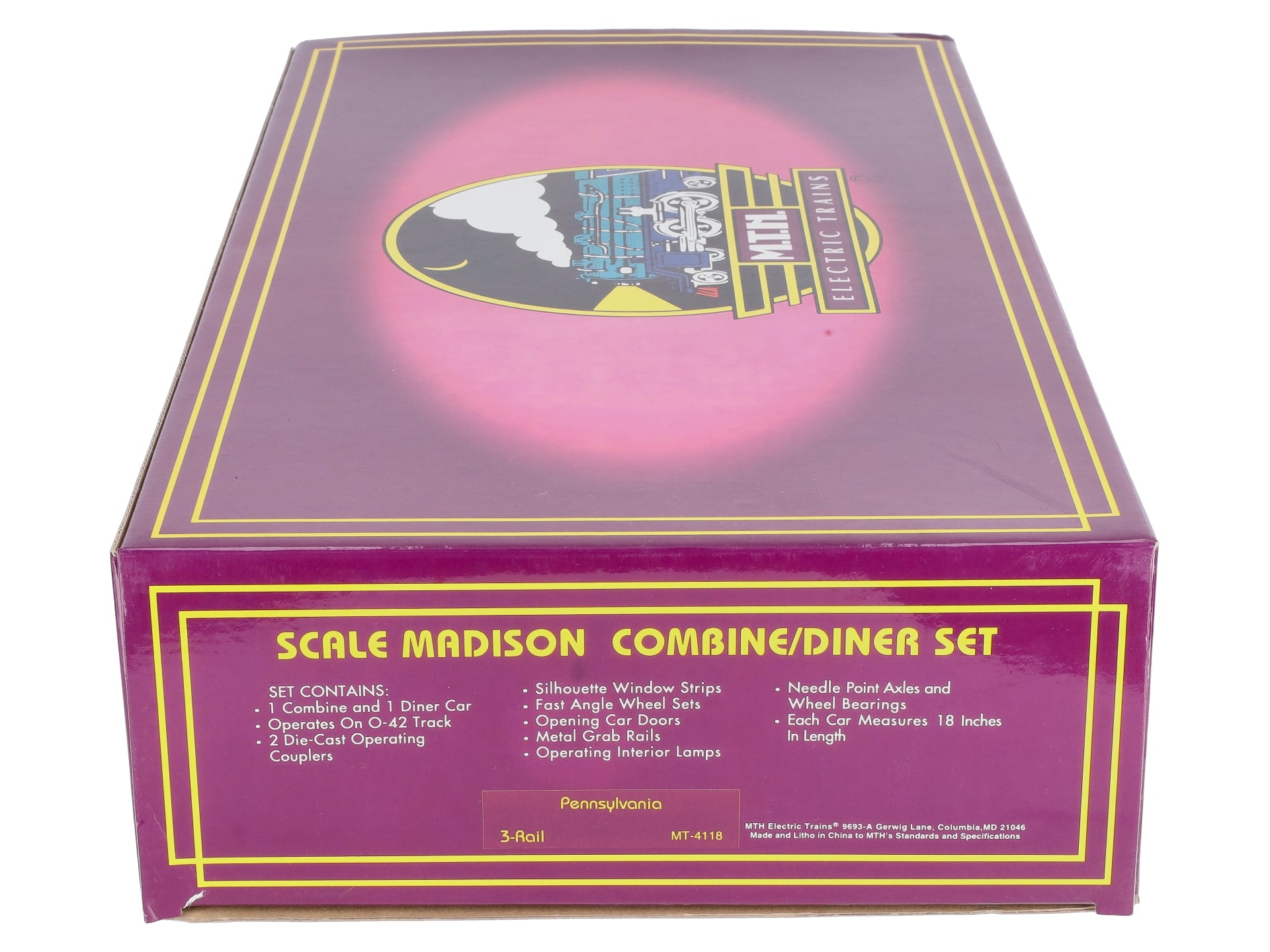 MTH 20-4118 O Gauge Pennsylvania Madison Combine/Diner 2-Car Set LN/Box