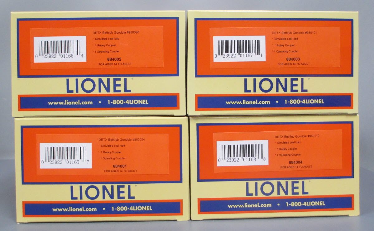 Lionel 6-84000 O Detroit Edison DETX Rotary Dump Gondola (Pack of 4) LN/Box
