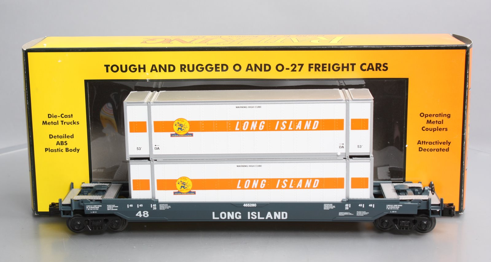 MTH 30-76486 O Gauge Long Island Husky Stack Car #465280