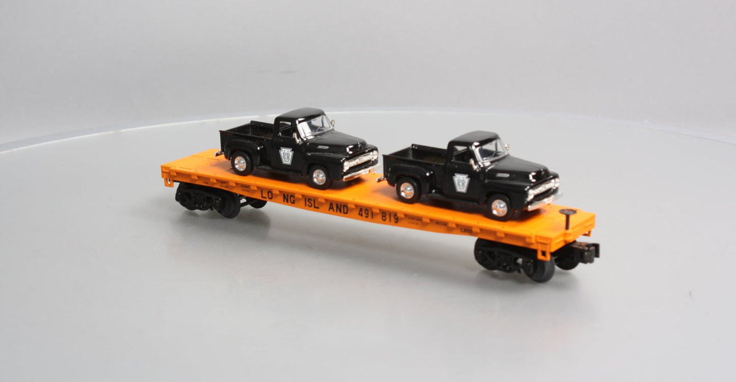 MTH 30-76671 O Long Island Flat Car with 2 '53 Ford Pickup Trucks