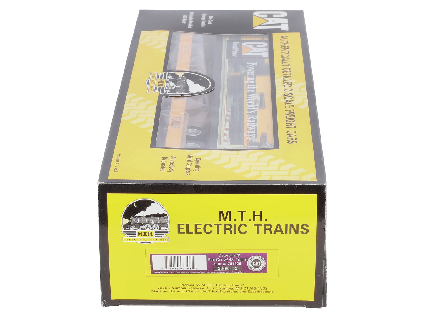 MTH 20-98135 O Gauge Caterpillar Flat Car with 48' Trailer #751929 LN/Box