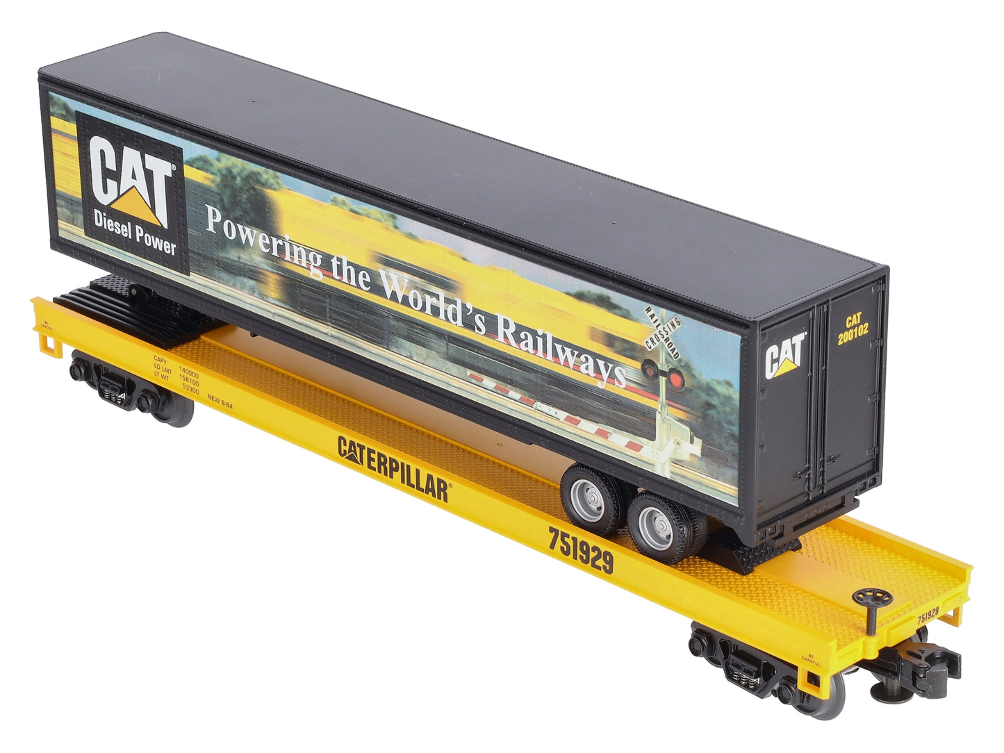 MTH 20-98135 O Gauge Caterpillar Flat Car with 48' Trailer #751929 LN/Box
