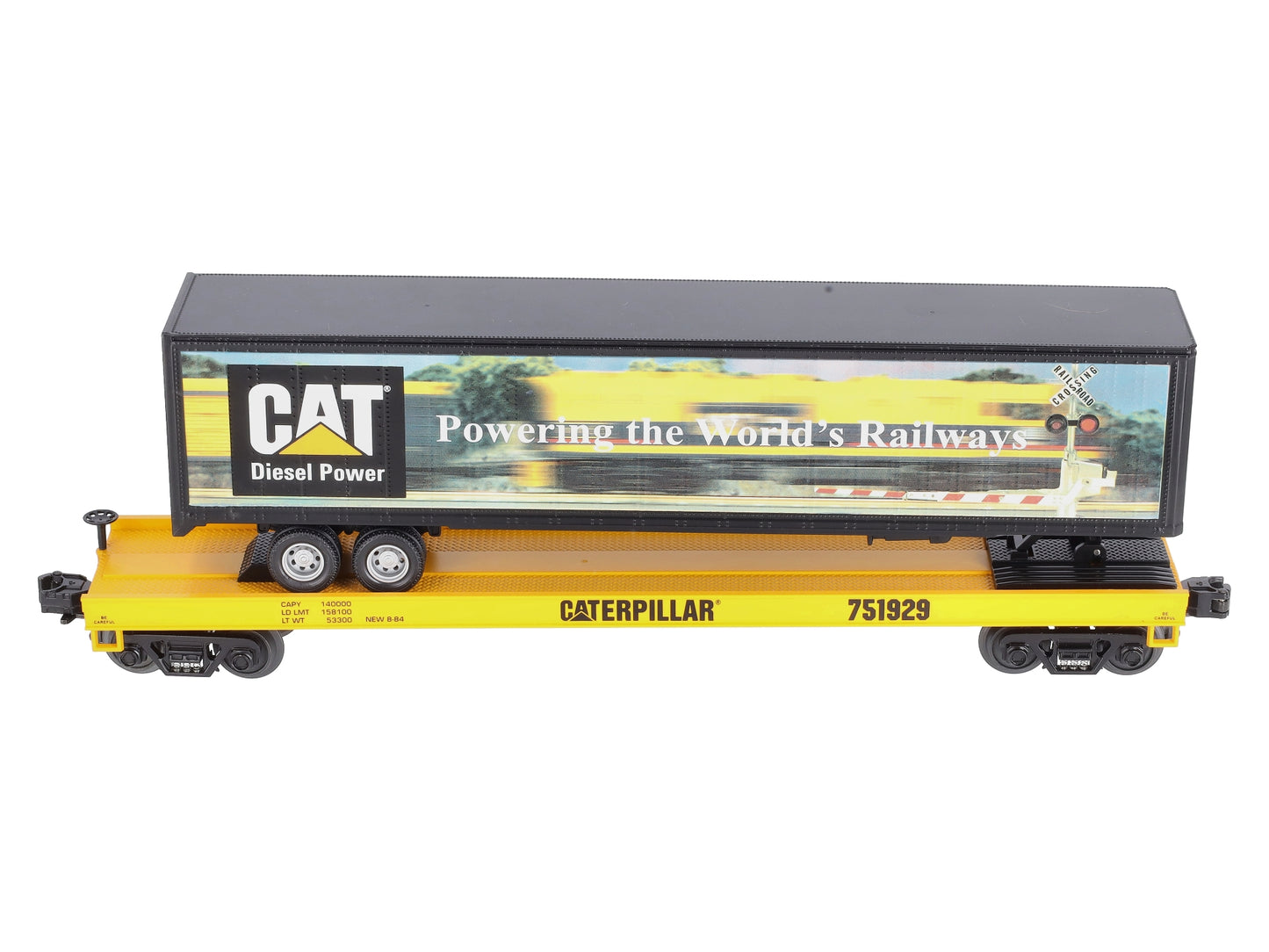 MTH 20-98135 O Gauge Caterpillar Flat Car with 48' Trailer #751929 LN/Box