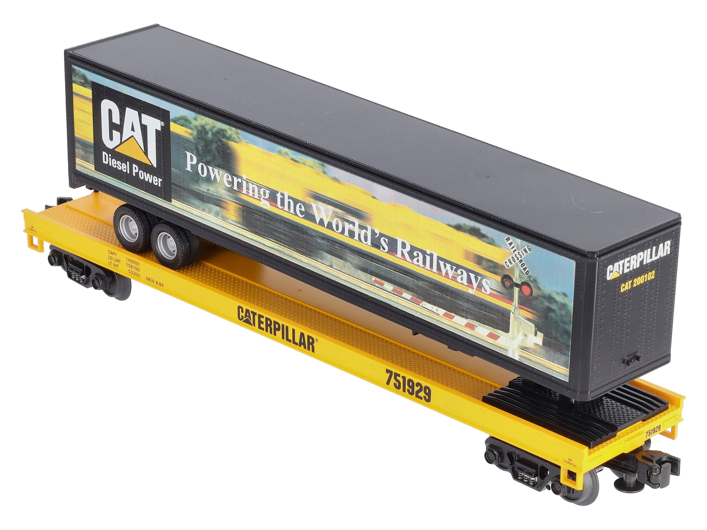 MTH 20-98135 O Gauge Caterpillar Flat Car with 48' Trailer #751929 LN/Box