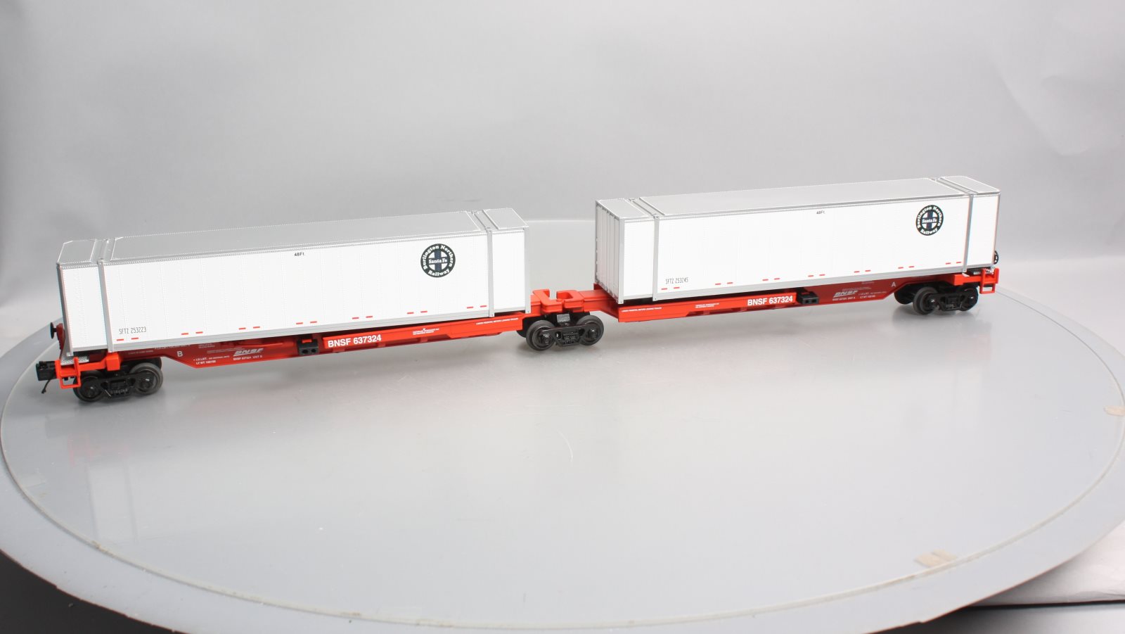 MTH 20-95178 O BNSF Spine Car Set with 2 48' Containers (Set of 2)
