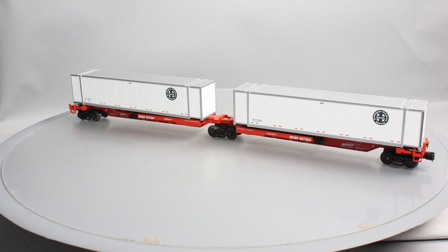 MTH 20-95178 O BNSF Spine Car Set with 2 48' Containers (Set of 2)