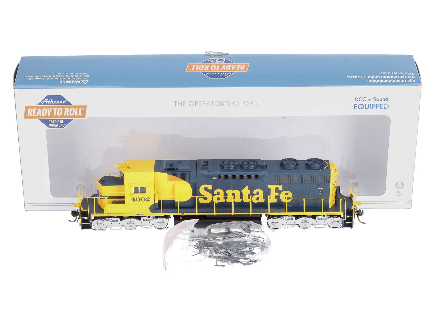 Athearn 64468 HO Santa Fe RTR SD39 Diesel Locomotive with DCC & Sound #4002