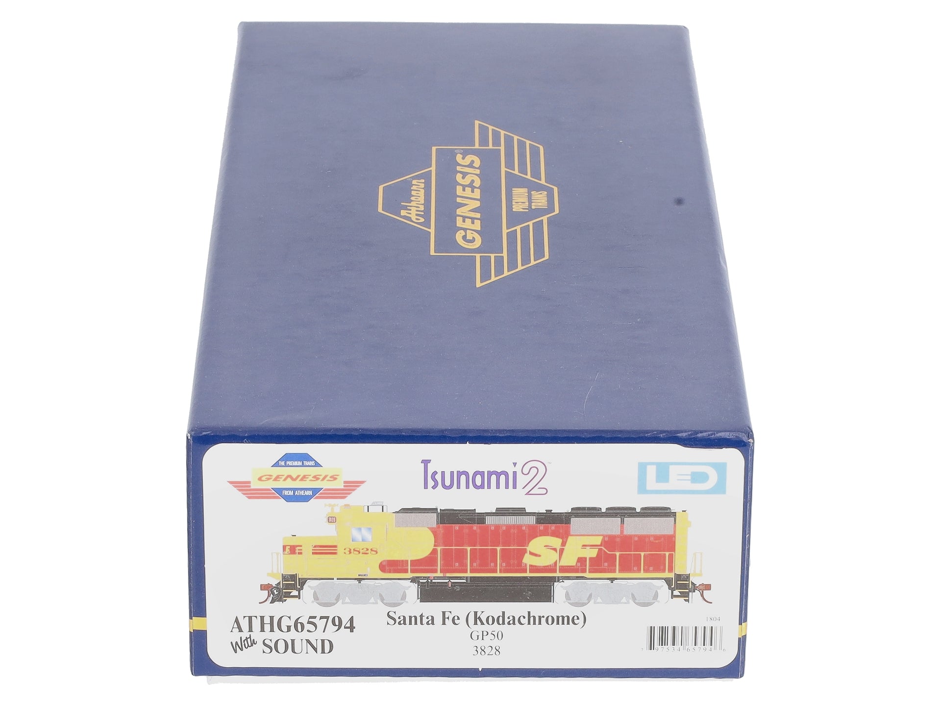 Athearn G65794 HO SF/Red & Yellow GP50 Diesel Locomotive w/DCC & Sound #3828