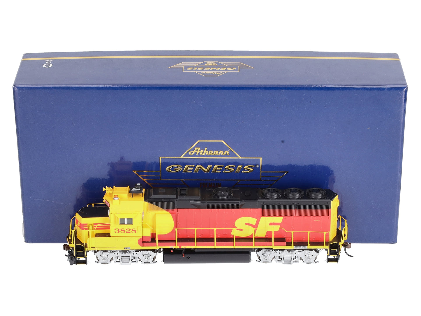 Athearn G65794 HO SF/Red & Yellow GP50 Diesel Locomotive w/DCC & Sound #3828