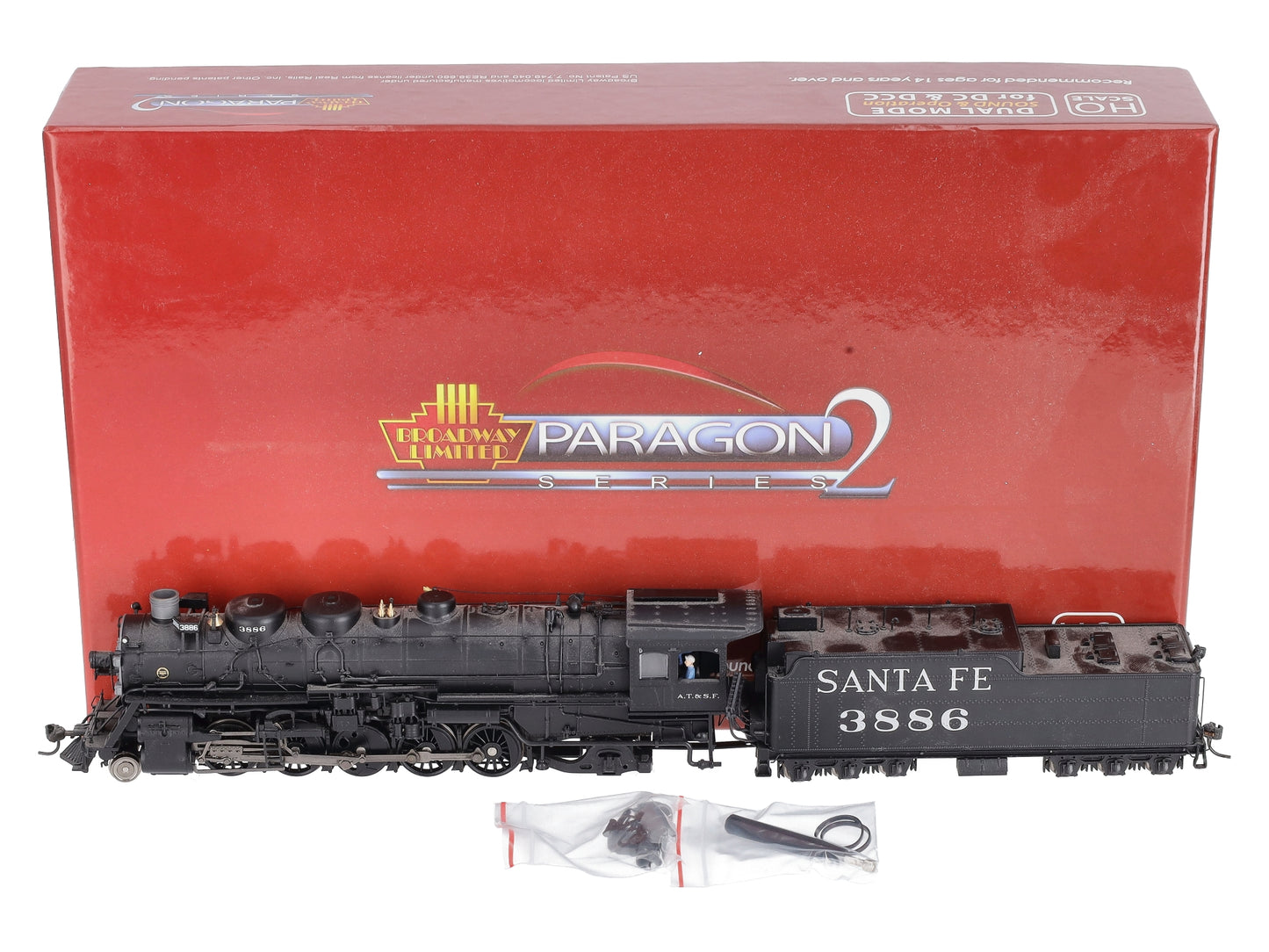 Broadway Limited 2194 HO Scale ATSF 2-10-2 Steam Locomotive #3886 w/DCC, Sound
