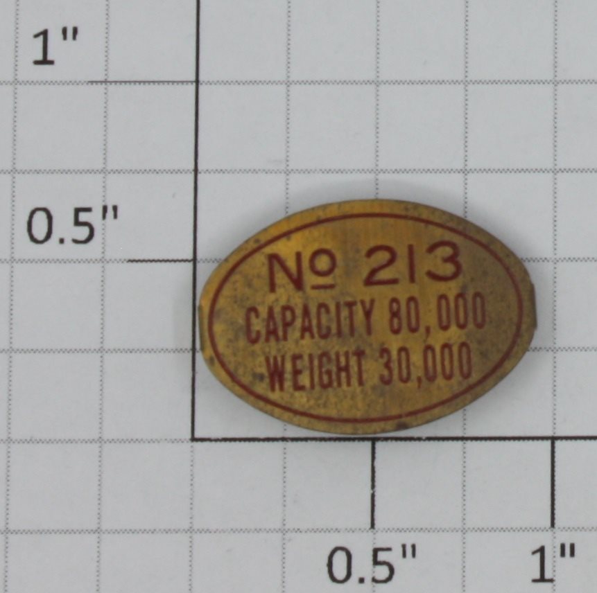 Lionel 213 Brass Cattle Car Nameplate with Red Lettering