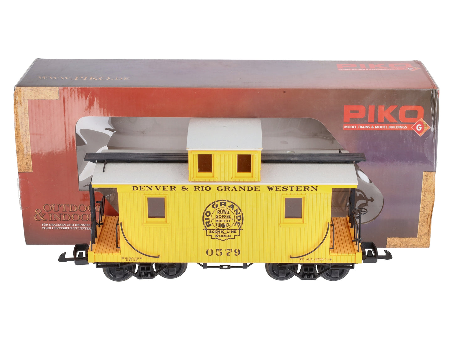 Piko 38833 G Denver & Rio Grande Western Wood Caboose Yellow #0579