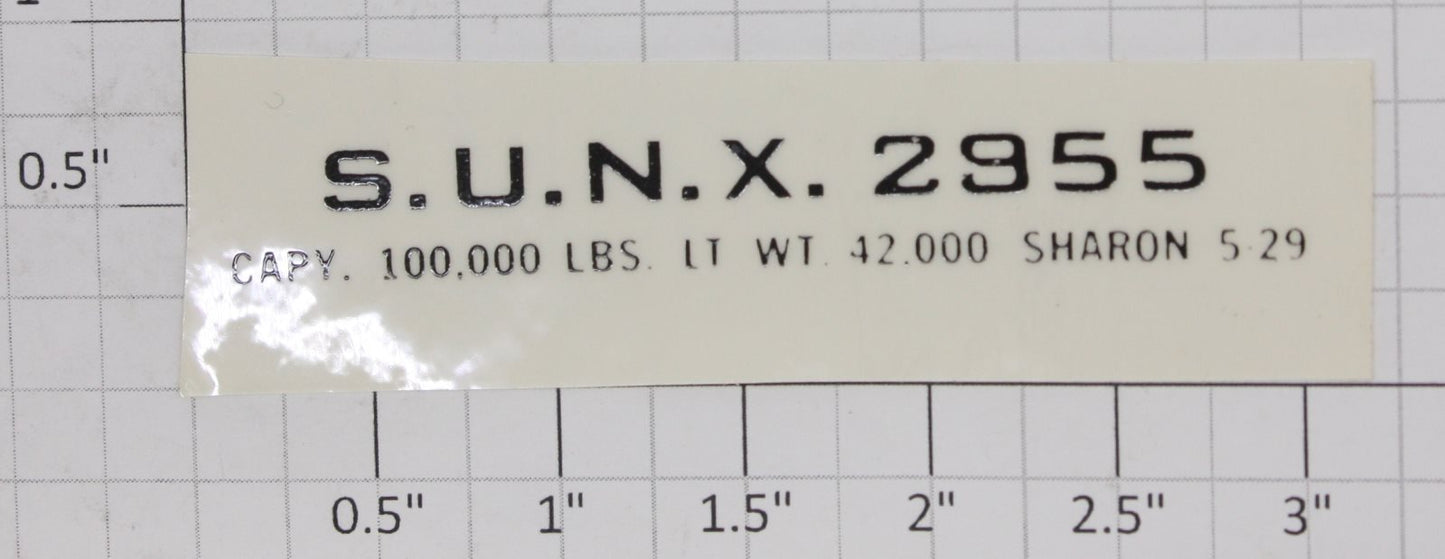 Lionel 2955-10 S.U.N.X. Black Lettering Sticker Decal
