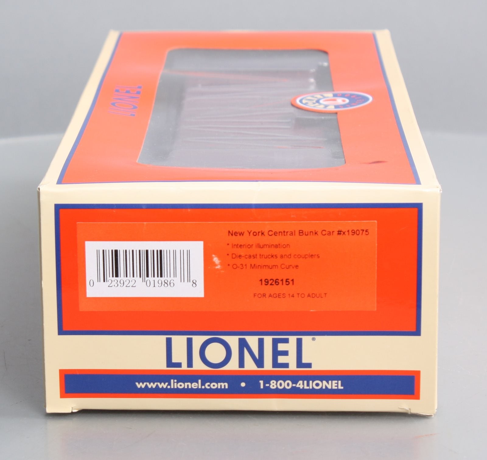 Lionel 1926151 O New York Central Bunk Car #X19075