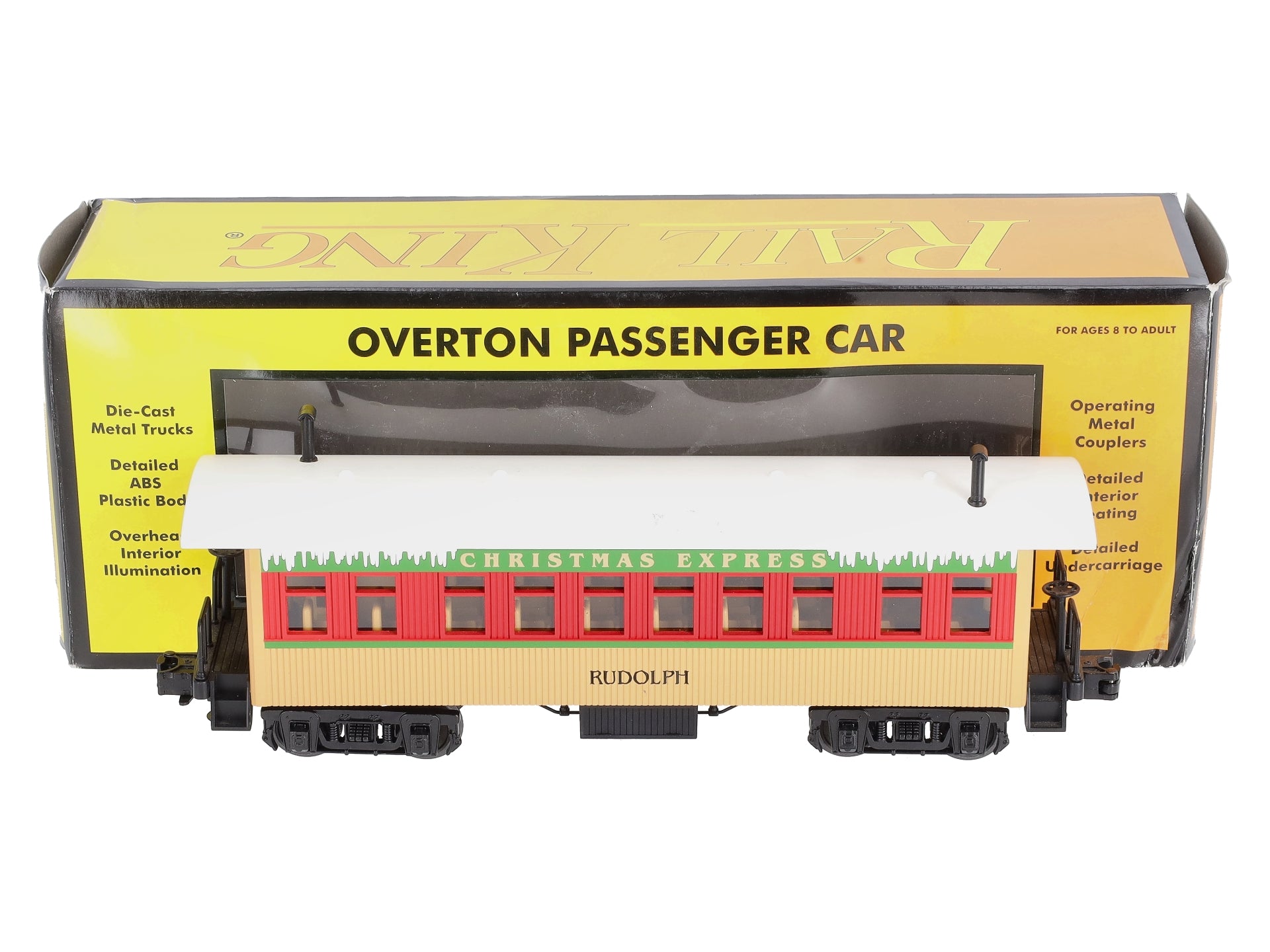 MTH 30-6417 O Gauge Christmas Overton Passenger Coach-Rudolph