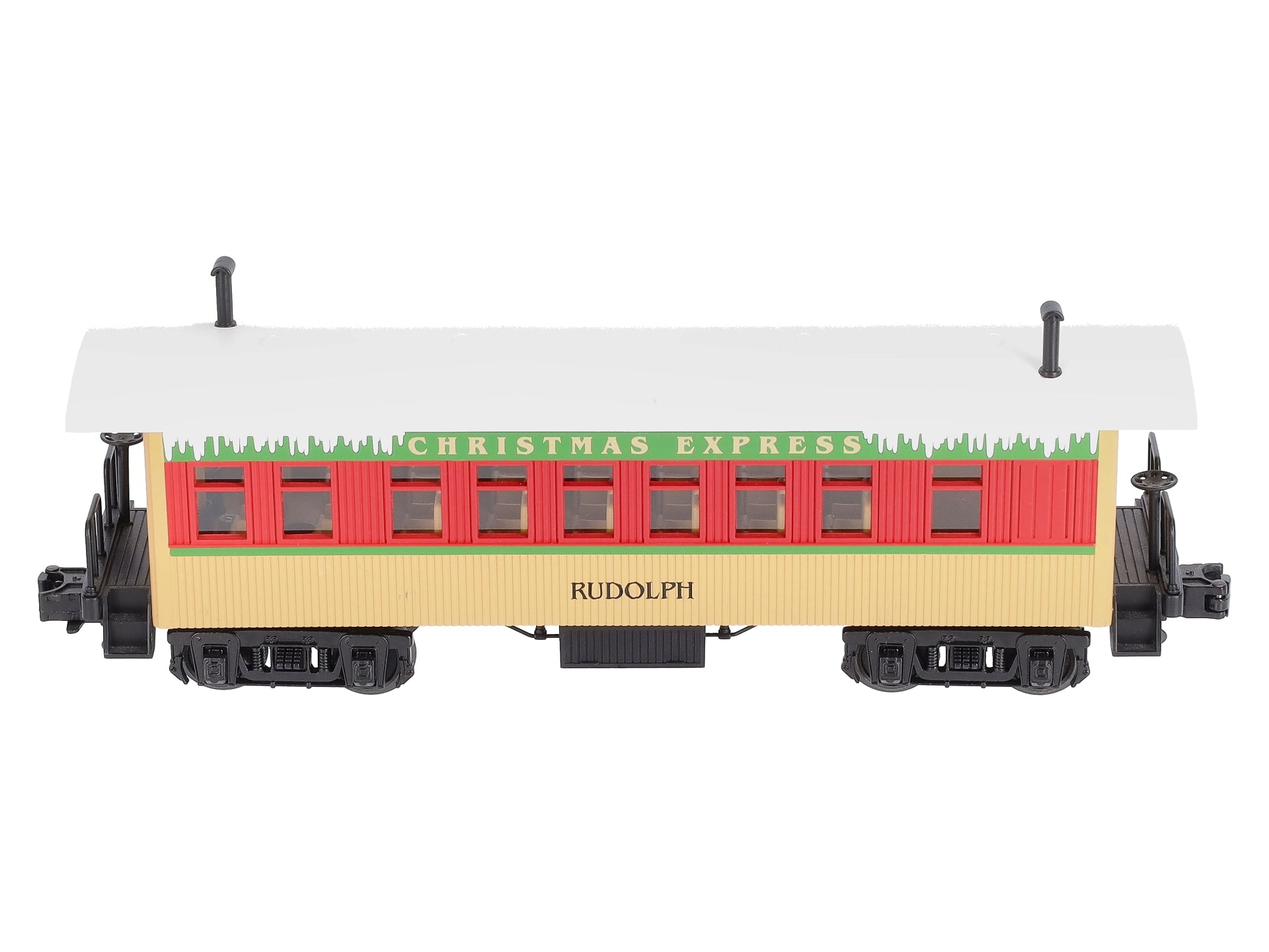 MTH 30-6417 O Gauge Christmas Overton Passenger Coach-Rudolph