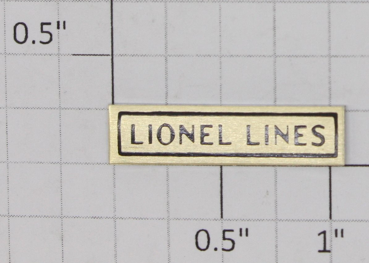 Lionel 262T-15 Brass "Lionel Lines" Sticker Nameplate with Adhesive