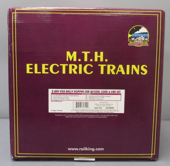 MTH 20-90640 Pennsylvania 6-Car 2-Bay Fish Belly Hopper w/ Coal Load MT/Box