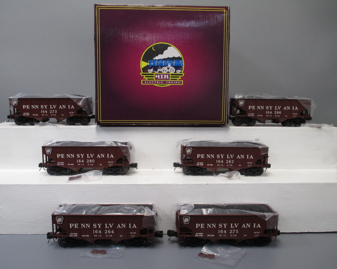 MTH 20-90640 Pennsylvania 6-Car 2-Bay Fish Belly Hopper w/ Coal Load MT/Box