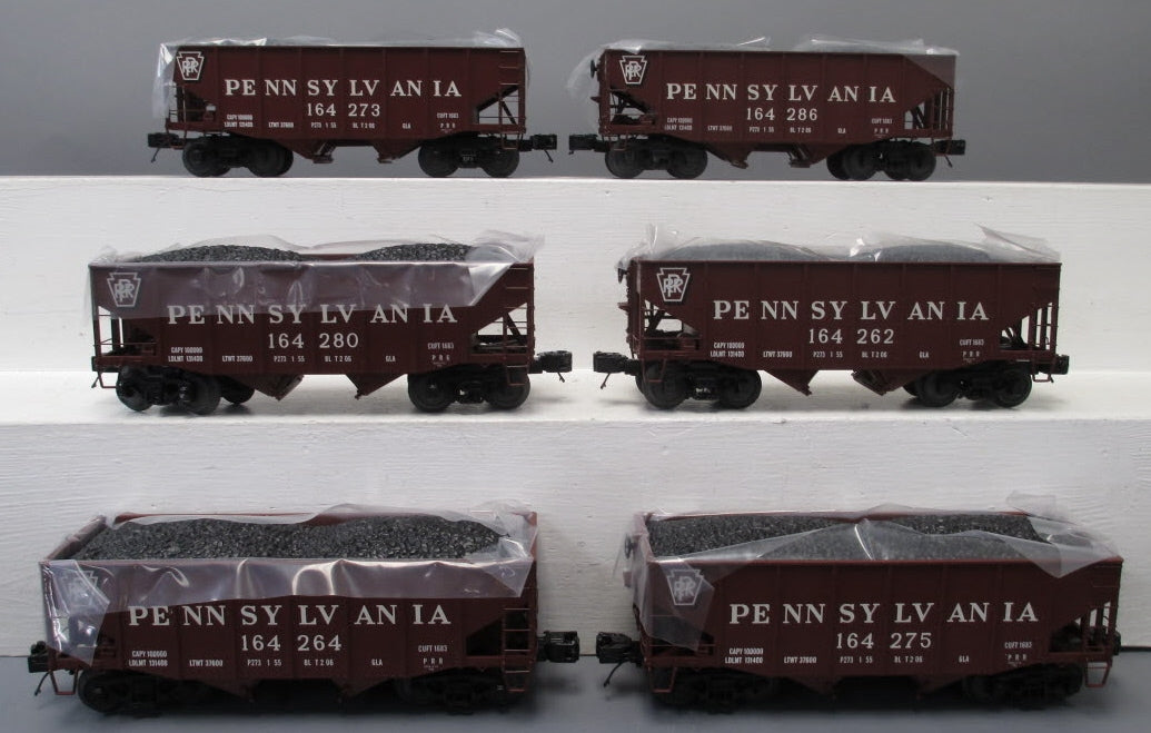 MTH 20-90640 Pennsylvania 6-Car 2-Bay Fish Belly Hopper w/ Coal Load MT/Box