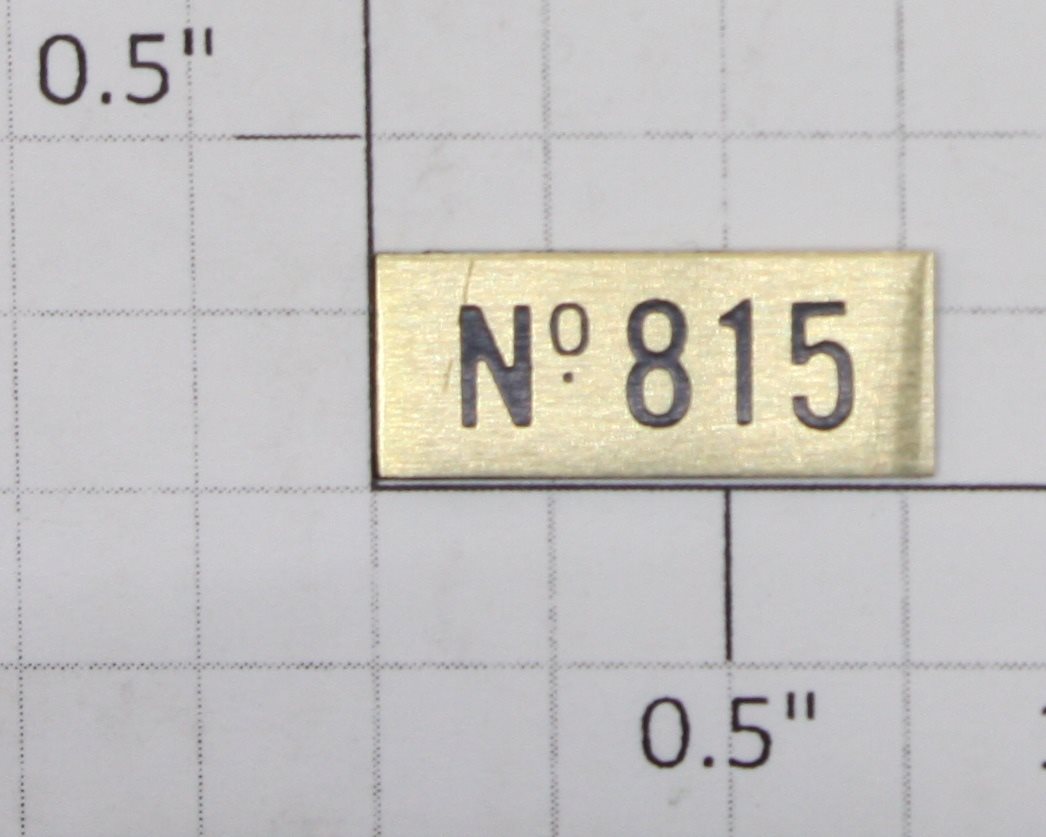Lionel 815-1 "815" Brass Sticker Nameplate with Adhesive