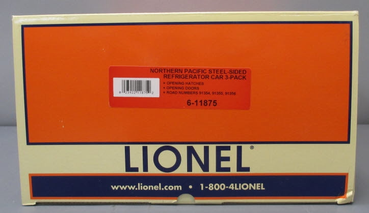 Lionel 6-11875 O Gauge Northern Pacific Steel Sided Refrigerator Car 3 Pack NIB