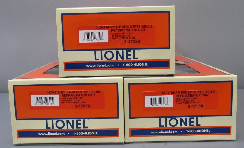 Lionel 6-11875 O Gauge Northern Pacific Steel Sided Refrigerator Car 3 Pack NIB