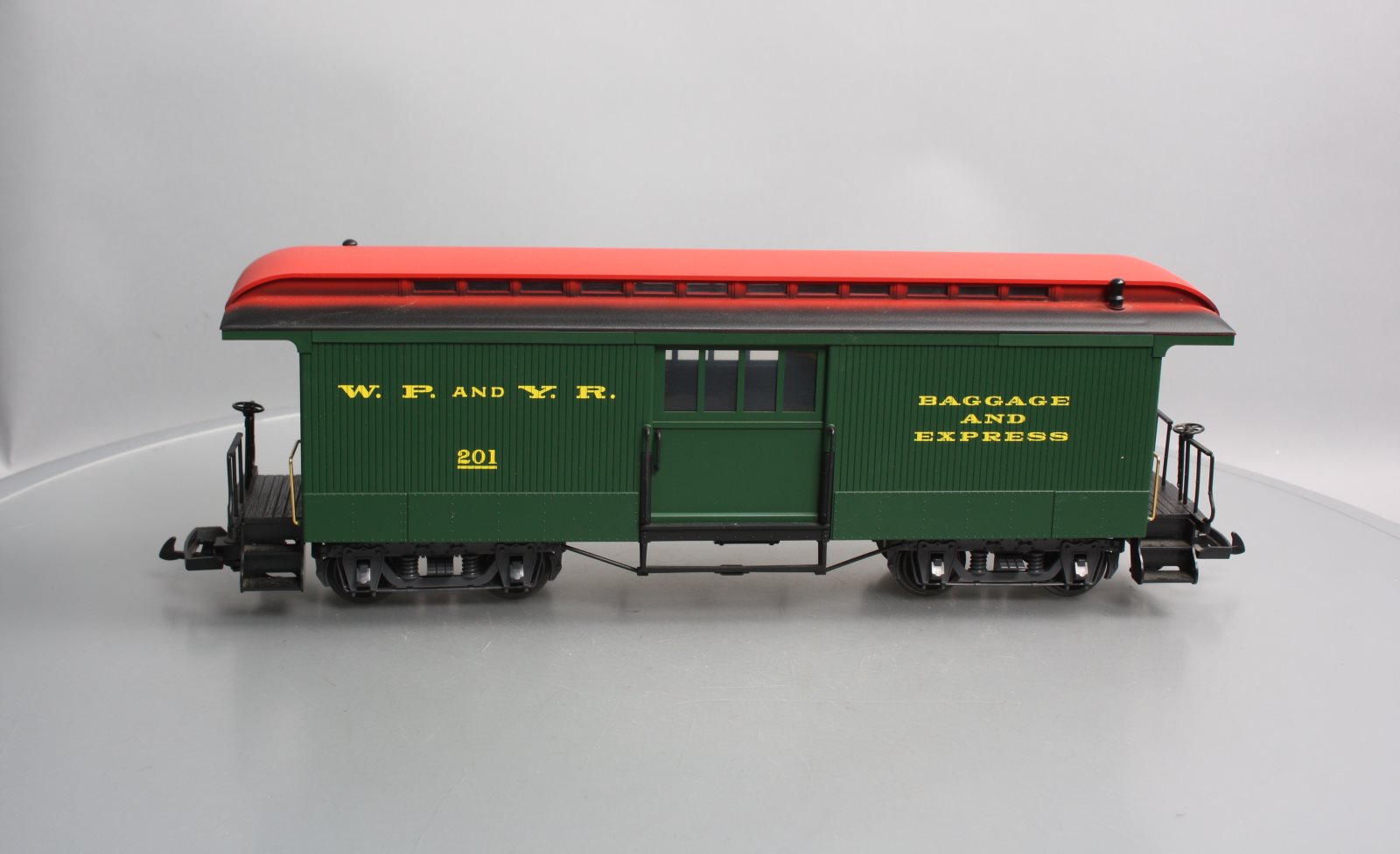 LGB 36845 White Pass & Yukon Baggage Car #201 - Plastic Wheels