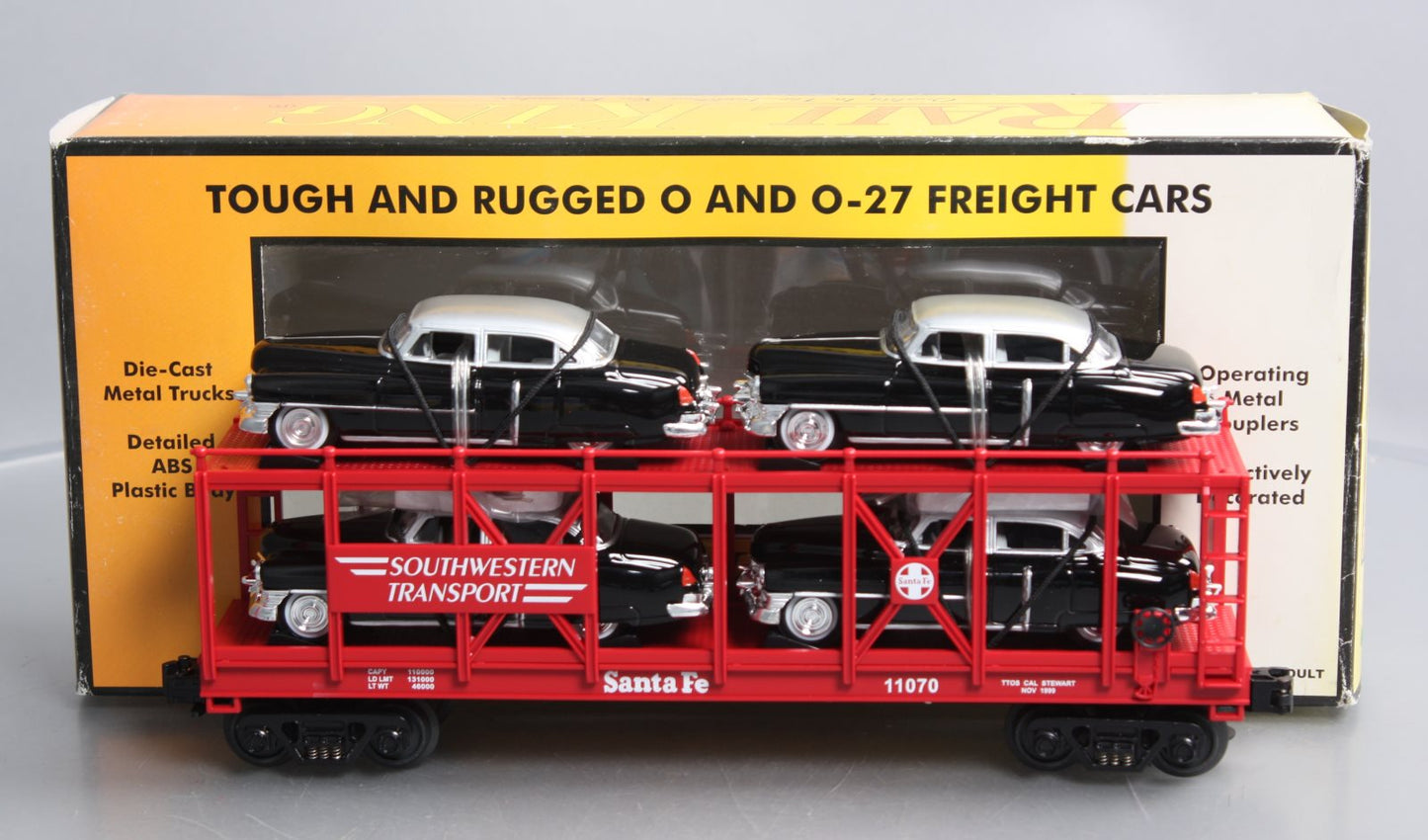 MTH 30-7659 O Gauge T.T.O.S. 1999 Auto Carrier w/ERTL 1952 Cadillac's #11070 NIB