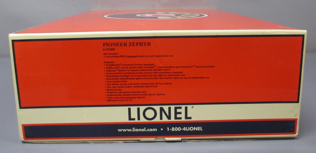 Lionel 6-51008 O Gauge Burlington Pioneer Zephyr Passenger Set with TMCC LN/Box