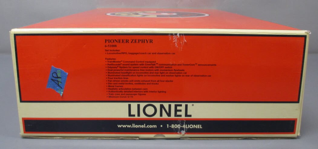Lionel 6-51008 O Gauge Burlington Pioneer Zephyr Passenger Set with TMCC LN/Box