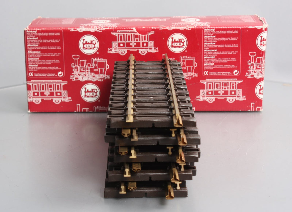 LGB 10000 G Gauge 12 Inch Brass Rail Straight Track Sections (9) EX/Box