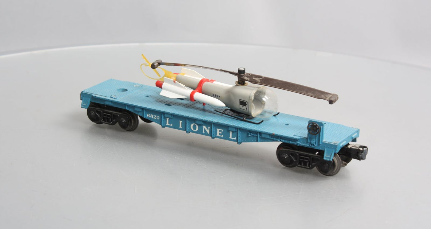 Lionel 6820 Vintage O Flatcar w/ Helicopter & Rockets