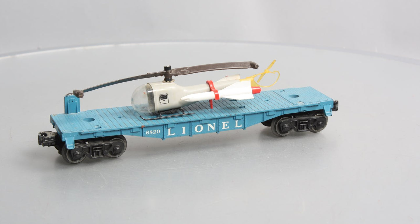 Lionel 6820 Vintage O Flatcar w/ Helicopter & Rockets
