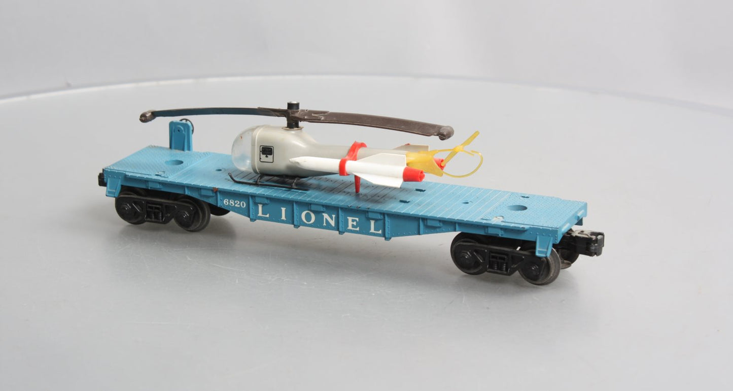 Lionel 6820 Vintage O Flatcar w/ Helicopter & Rockets