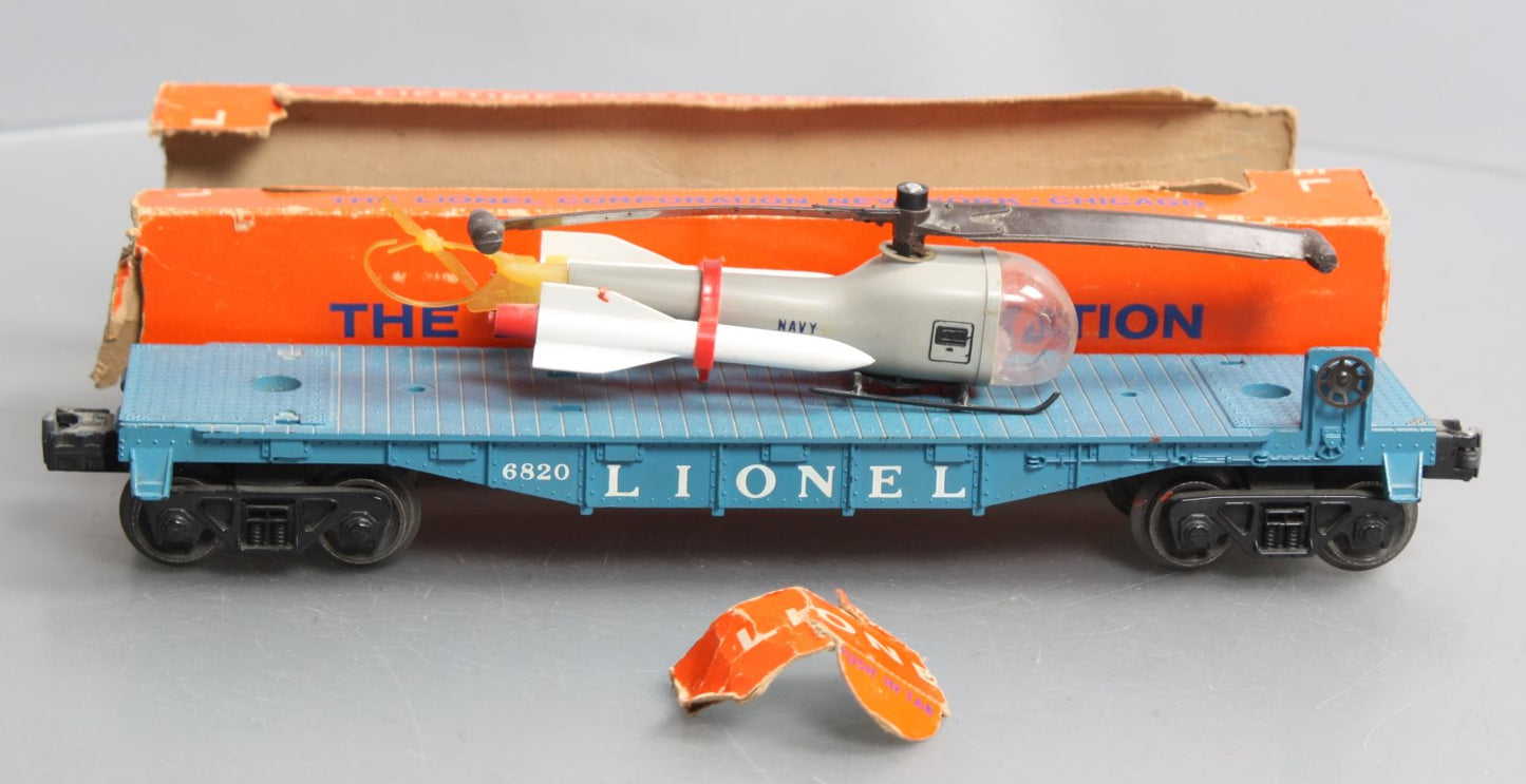 Lionel 6820 Vintage O Flatcar w/ Helicopter & Rockets