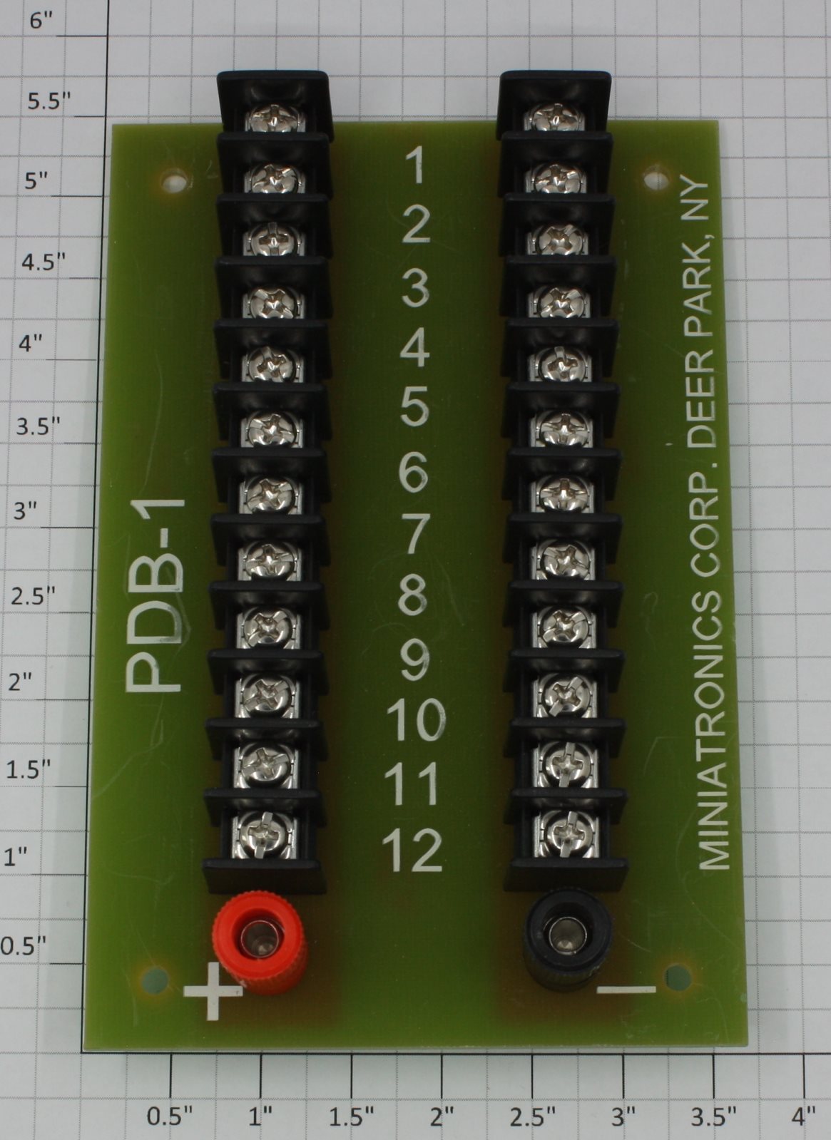 Miniatronics PDB-1 All Gauge Layout Wiring 12 Terminal Power Block- No Feet