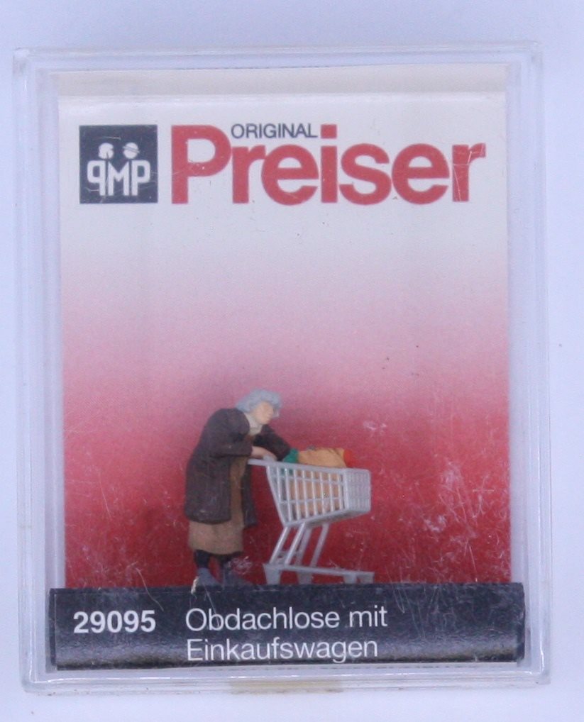 Preiser 29095 HO Homeless Woman Figure with Trolley