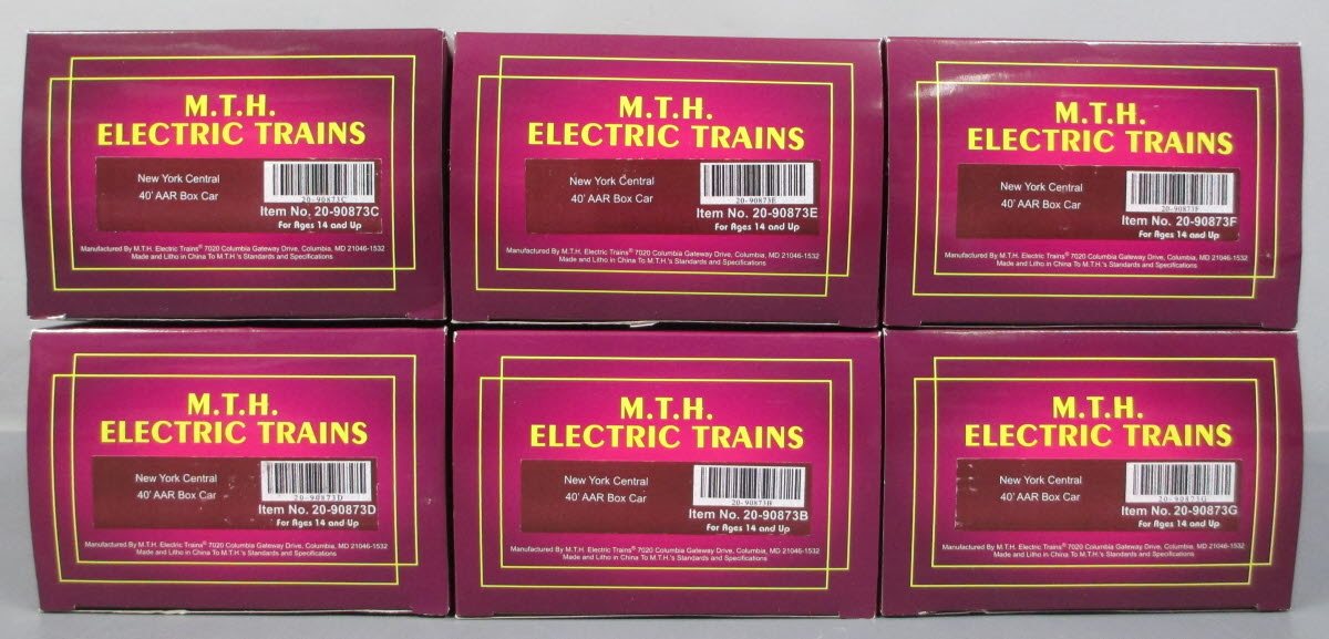 MTH 20-90873 O New York Central 40' AAR Box Cars (Set of 6) LN/Box
