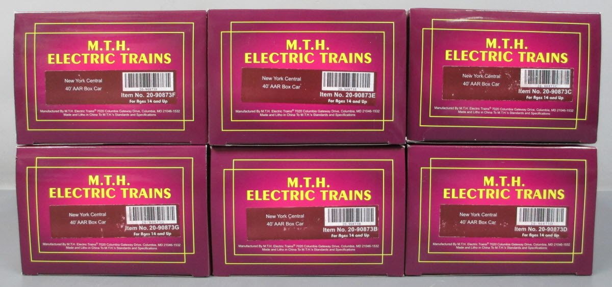 MTH 20-90873 O New York Central 40' AAR Box Cars (Set of 6) LN/Box