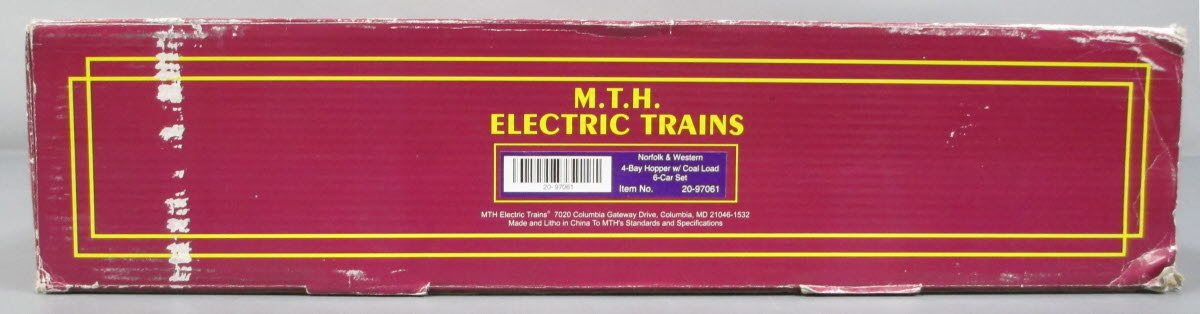 MTH 20-97061 O Norfolk & Western Premier 4-Bay Hopper Freight Cars (Set of 6) LN/Box