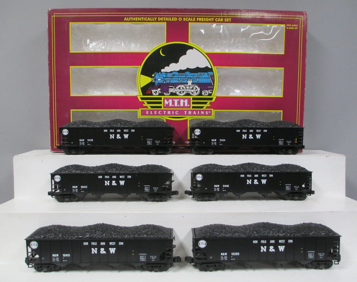 MTH 20-97061 O Norfolk & Western Premier 4-Bay Hopper Freight Cars (Set of 6) LN/Box