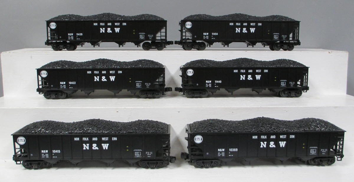 MTH 20-97061 O Norfolk & Western Premier 4-Bay Hopper Freight Cars (Set of 6) LN/Box