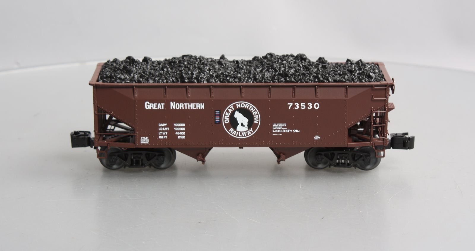 Lionel 6-17041 O Gauge Great Norhern Die-Cast Offset 2-Bay Hopper w/ Load #73530