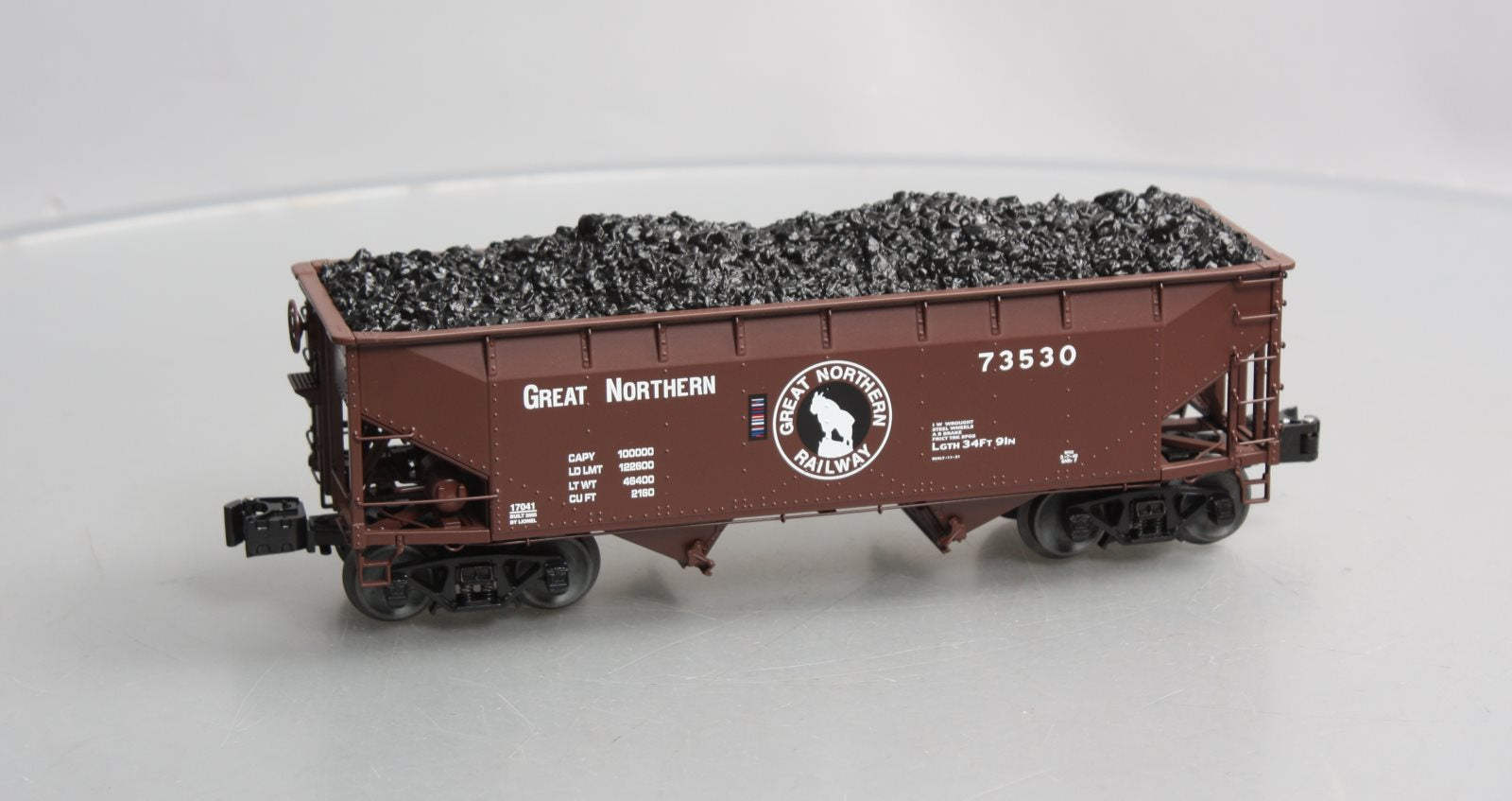 Lionel 6-17041 O Gauge Great Norhern Die-Cast Offset 2-Bay Hopper w/ Load #73530